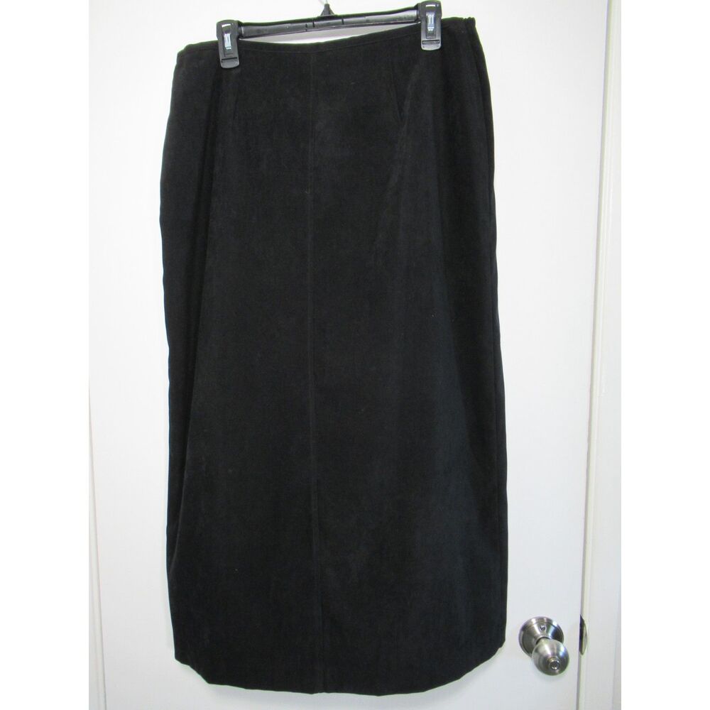 VTG First Option Y2K Black Maxi Pencil Skirt Zip Elastic Waist Estimated Size L